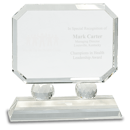 Clear 6" Rectangle Crystal on Pedestal Base