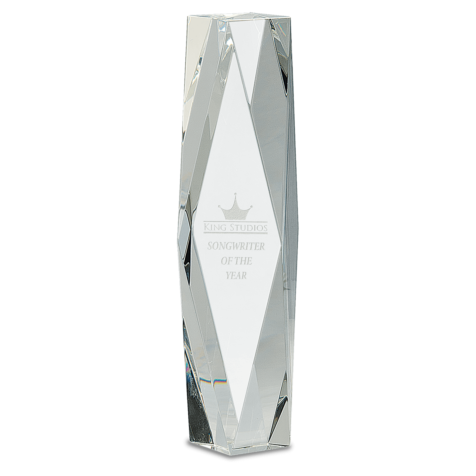 12" Clear Crystal Facet Tower