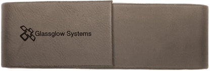Gray 6 1/2" x 2" Laserable Leatherette Double Pen Case