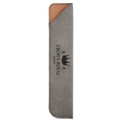 Gray 6 1/4" Laserable Leatherette Pen Sleeve