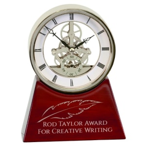 Executive Piano Finish Clock Silver/Rosewood