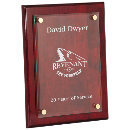 Rosewood 9" x 12" Piano Finish Floating Glass Plaque