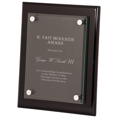 Black 8" x 10" Piano Finish Floating Glass Plaque