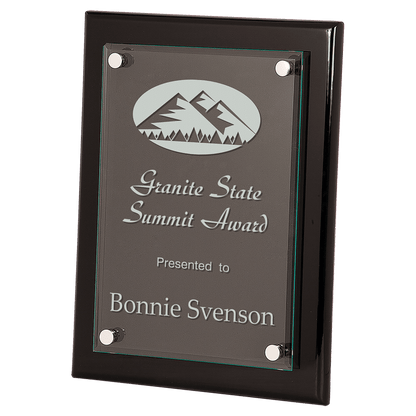 Black 9" x 12" Piano Finish Floating Glass Plaque