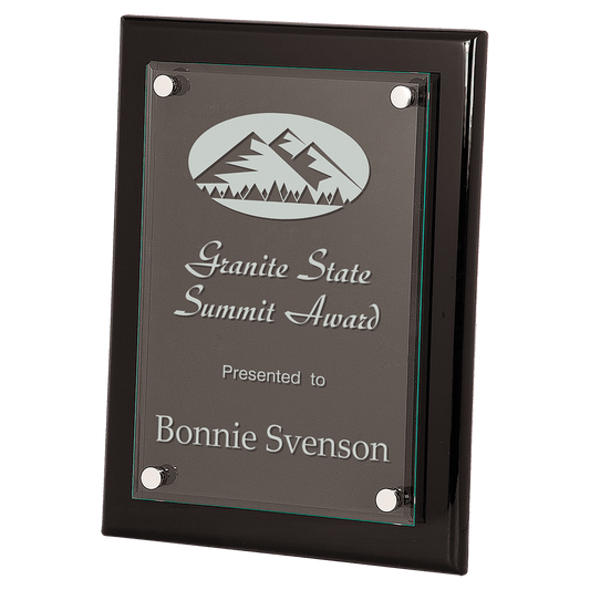 Black 9" x 12" Piano Finish Floating Glass Plaque