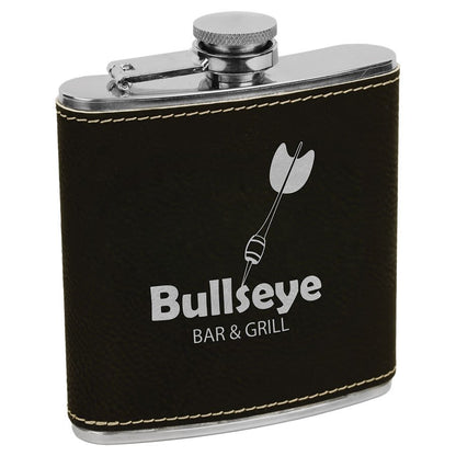 Black Silver Stainless Steel 6 oz. Flask