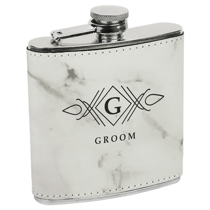 White Marble Stainless Steel 6 oz. Flask