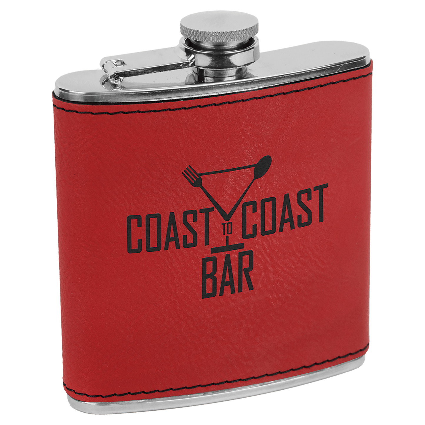 Red Stainless Steel 6 oz. Flask