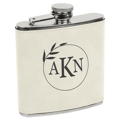 White Black Stainless Steel 6 oz. Flask