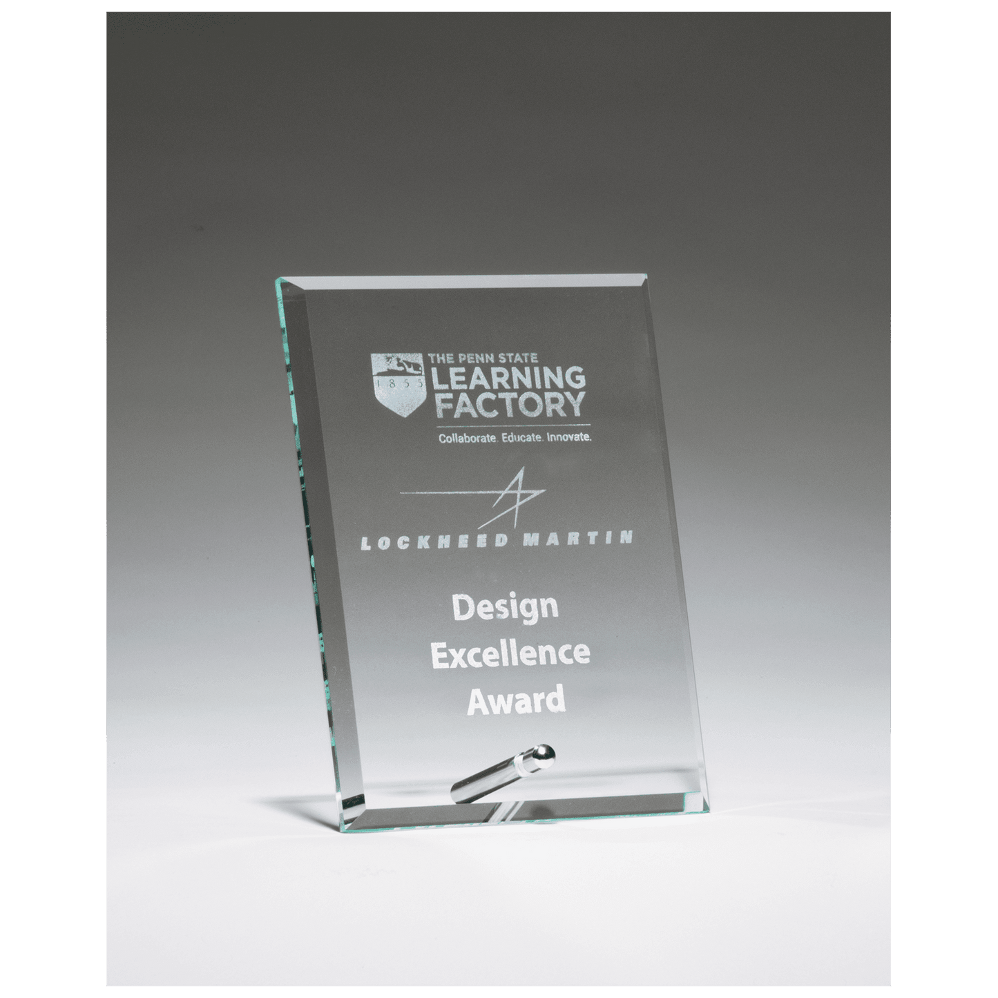 Clear Glass Award with Silver 5" x 7" Plated Easel Post