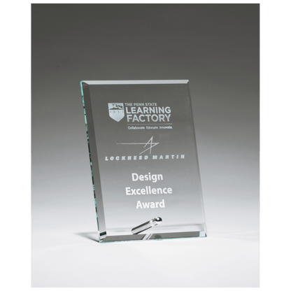 Clear Glass Award with Silver 6" x 8" Plated Easel Post