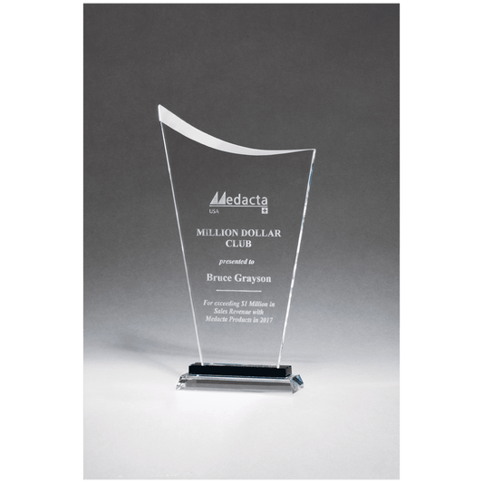 5" x 8 1/2" Contemporary Clear Glass Award with Pedestal Base