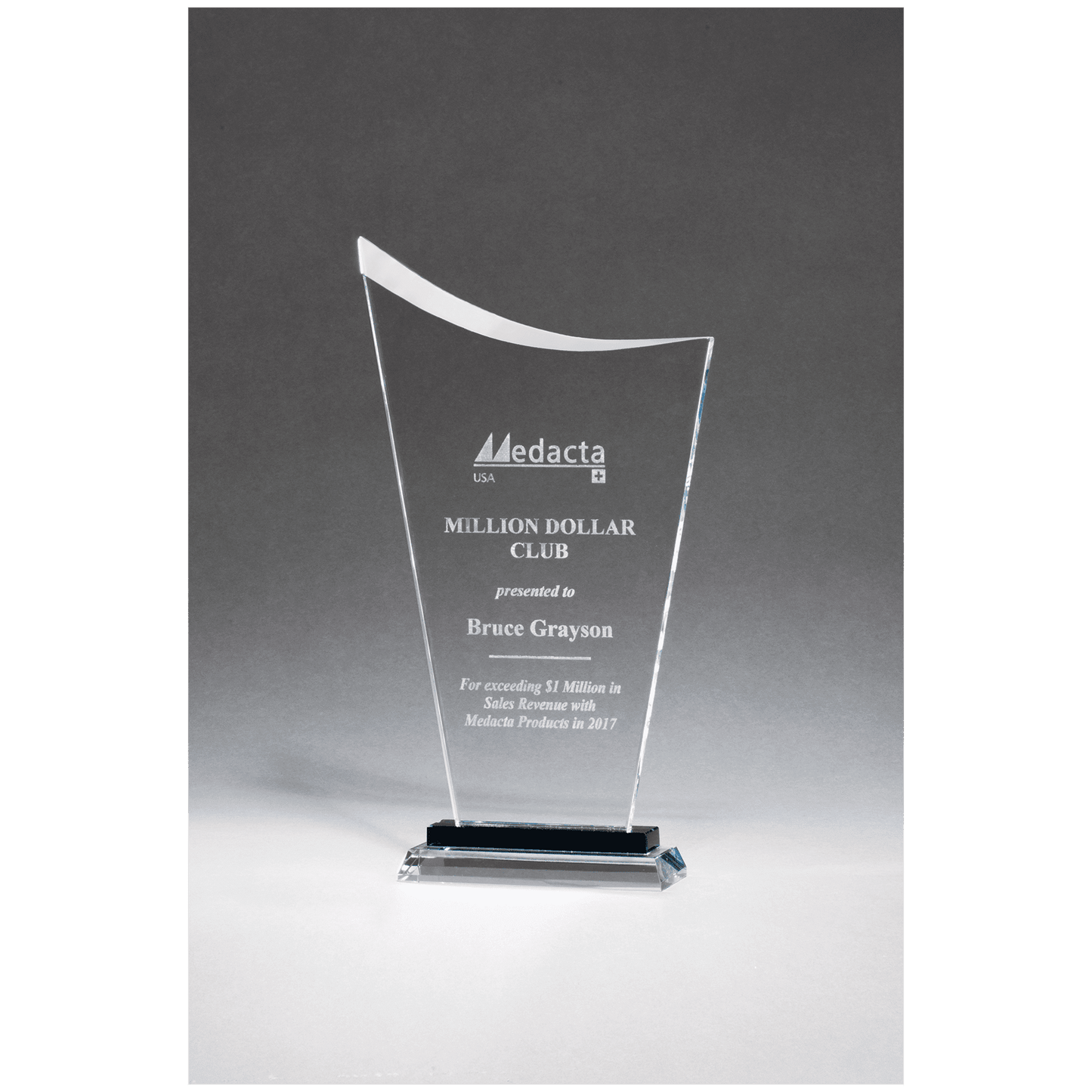 6 1/4" x 11 1/2" Contemporary Clear Glass Award with Pedestal Base