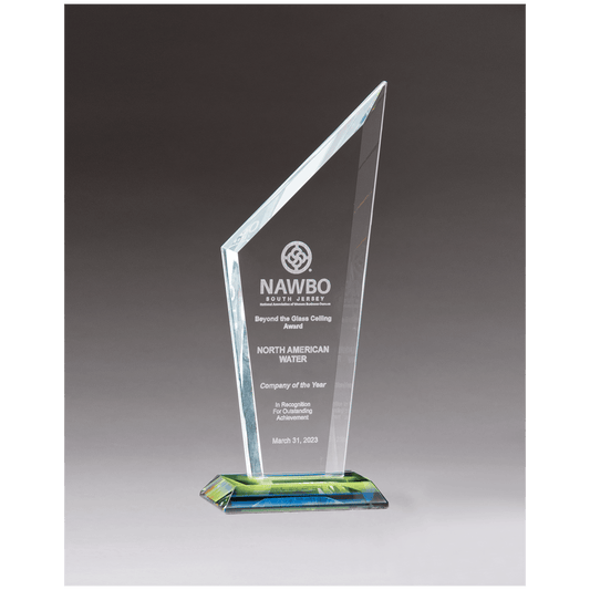 3 3/8" x 8 3/4" x 3/8" Thick Zenith Series Clear Glass with Prism-Effect   Base