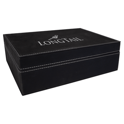 Black/Silver 10 1/4" x 7 1/2" Laserable Leatherette Premium Gift Box
