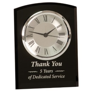 Black Glass Arch Clock Self Standing