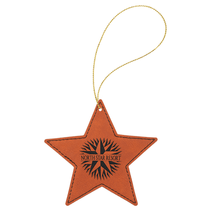Rawhide Laserable Leatherette Star Ornament with Gold String