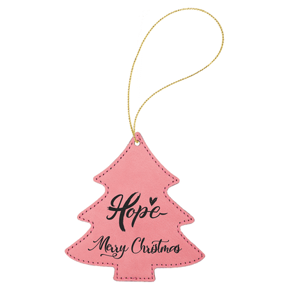 Pink Gold Laserable Leatherette Tree Ornament with String