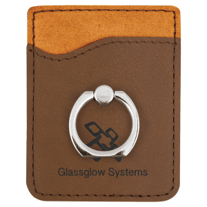 Dark Brown Leatherette Phone Wallet with Ring