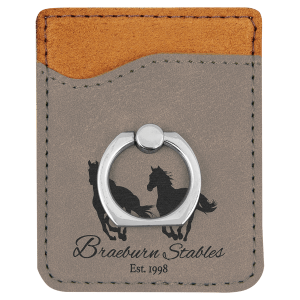 Gray Leatherette Phone Wallet with Ring