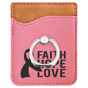 Pink Leatherette Phone Wallet with Ring