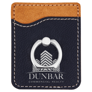 Black/Silver Leatherette Phone Wallet with Ring