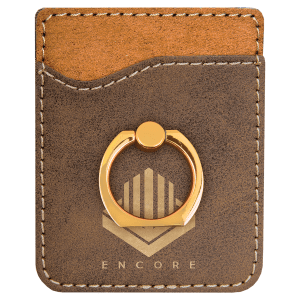 Rustic/Gold Leatherette Phone Wallet with Gold Ring
