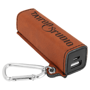 Rawhide Leatherette Power Bank with Charging Cord and Carabiner