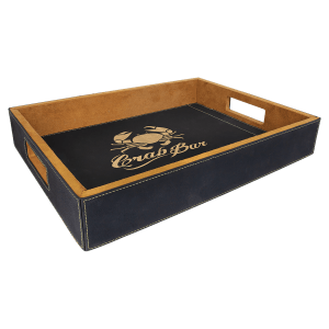 Black/Gold Leatherette Serving Tray