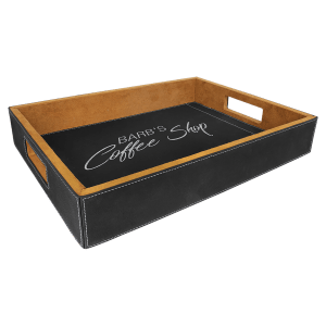 Black/Silver Leatherette Serving Tray
