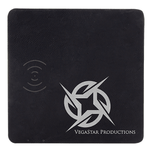 Black/Silver Leatherette Charging Mat with USB Charging Cord