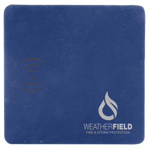 Blue/Silver Leatherette Charging Mat with USB Charging Cord