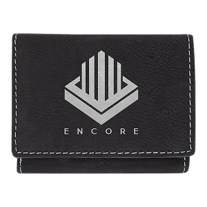 Black/Silver Leatherette Trifold Wallet with RFD Blocking