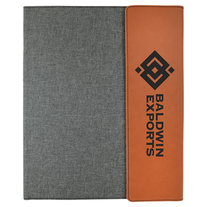 Rawhide Laserable Leatherette / Gray 9 1/2" x 12" Canvas Portfolio with Notepad