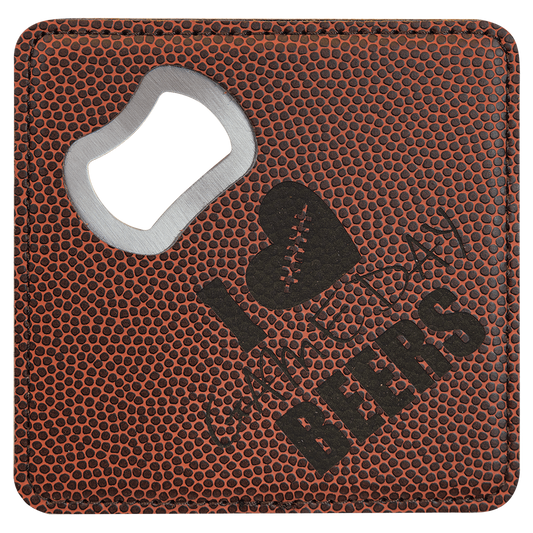 Football 3 4" x 4" Square Laserable Leatherette 6-Coaster Set