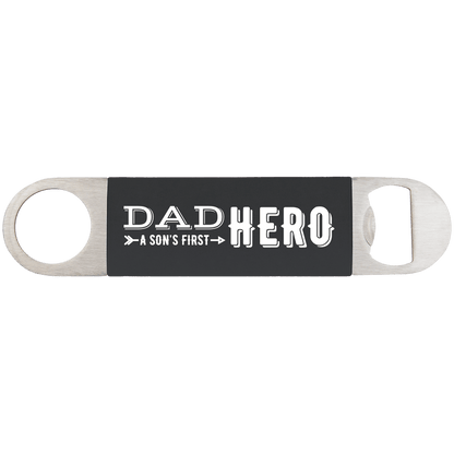 Black White 1 1/2" x 7" Bottle Opener with Silicone Grip