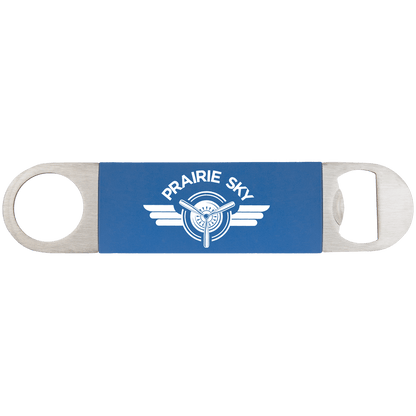 Blue White 1 1/2" x 7" Bottle Opener with Silicone Grip