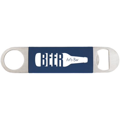 Navy Blue White 1 1/2" x 7" Bottle Opener with Silicone Grip