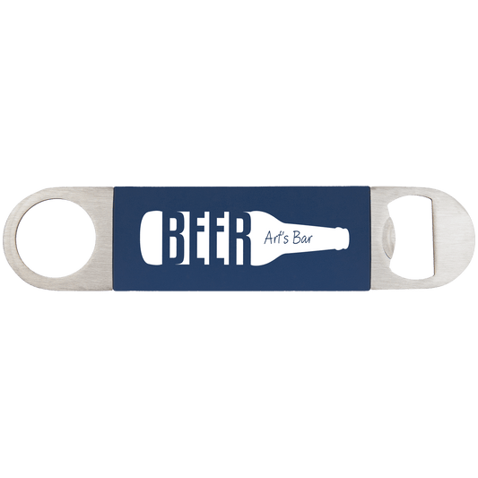 Navy Blue White 1 1/2" x 7" Bottle Opener with Silicone Grip