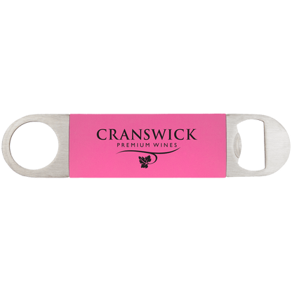 Pink Black 1 1/2" x 7" Bottle Opener with Silicone Grip