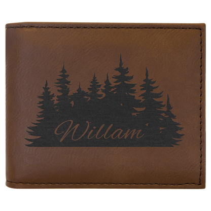 Dark Brown Laserable Leatherette Bi-Fold Wallet w/Flip ID Display