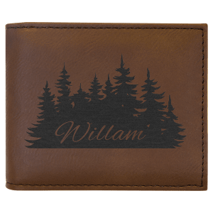 Dark Brown Leatherette Bifold Wallet with Flip ID