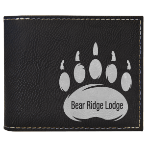 Black/Silver Leatherette Bifold Wallet with Flip ID