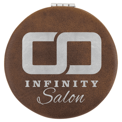 Rustic/Silver 2 1/2" Laserable Leatherette Compact Mirror