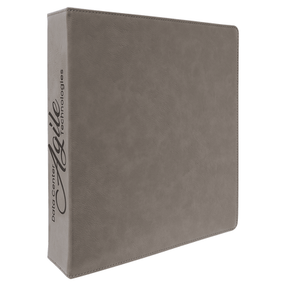 Gray 11" x 11 1/2" Laserable Leatherette 3 Ring Binder with 2" Slant D Rings