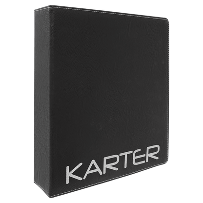 Black/Siver 11" x 11 1/2" Laserable Leatherette 3 Ring Binder with 2" Slant D Rings