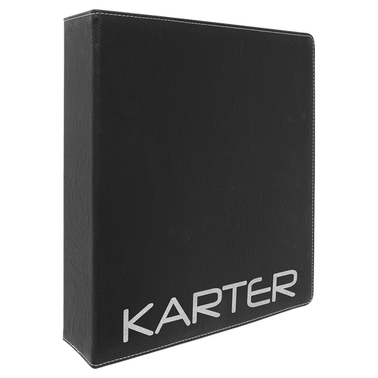Black/Siver 11" x 11 1/2" Laserable Leatherette 3 Ring Binder with 2" Slant D Rings