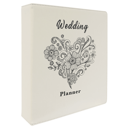 White/Black 11" x 11 1/2" Laserable Leatherette 3 Ring Binder with 2" Slant D Rings