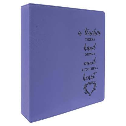 Purple/Black 11" x 11 1/2" Laserable Leatherette 3 Ring Binder with 2" Slant D Rings