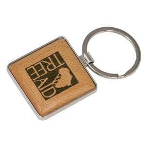 Square Silver/Wood Keychain